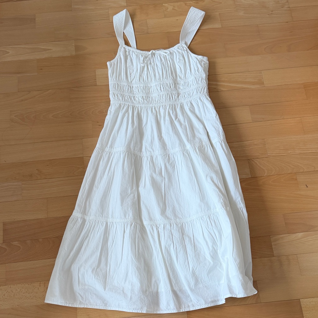 Sunday Best White Smocked Tiered Sundress With Wide Straps